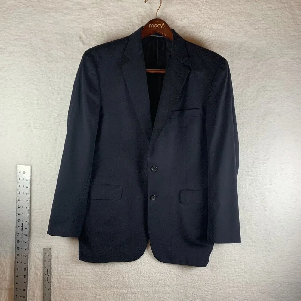 Burberry Blazer Jacket Men's 41 R Black Lined Single Breasted Notch Lapel Wool